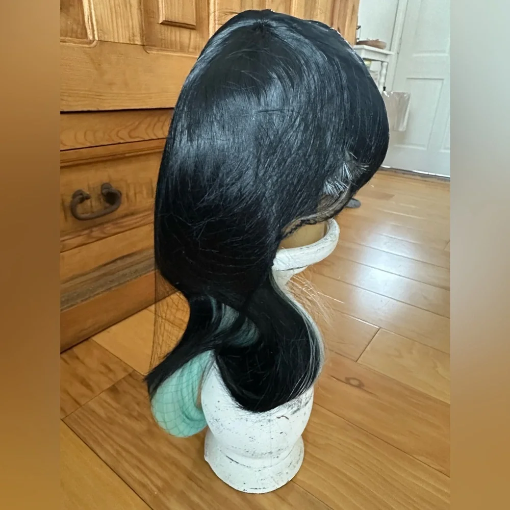 WIG Black and Light Blue Women's Wig & Hair Cap NEW (still in wrap) - Picture 5 of 6